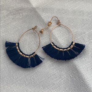 Gold and navy blue tassel earrings altard state